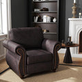Mid-Century Modern Single Sofa with Rivet Design (Brown, Single)