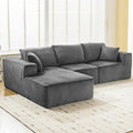 Sectional Cloud Boneless Couch 108" Modern Comfy L-Shape No Assembly Required Convertible Compression Sleeper Modular Sofa with Corduroy Fabric Deep Seat Loveseat + Chaise for Living Room