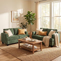 YOUDENOVA 2 Piece Set Comfy Sofa Couch, Loveseat Sofa * 2 with Deep Seats, Modern Sleeper Couch for Living Room, Green Chenille