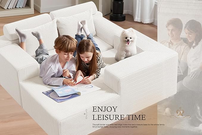 HABUTWAY Sectional Couches for Living Room,No Assembly L Shaped Couch 105" Modular Sectional Sofa Couch with Deep Seat,Cloud Couches Furniture Sets for Apartment,Corduroy (Beige, Right Facing)
