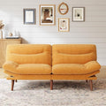 Marsail Futon Sofa Bed, 66” Futon Couch with Adjustable Backrest & Armrests, Convertible Small Sleeper Sofa Bed for Small Apartments, Study Room, Office, Corduroy Loveseat, Yellow