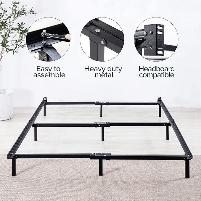 Zinus Michelle Compack 6-Leg Support Bed Frame, for Box Spring and Mattress Set, Twin, Black (AZ-SBF-07T)