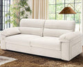 WorthFurni Sofas for Living Room, Chenille Pillow-Armrest Loveseat Couch Set, Small Sofa, 3 Seater Sofa, USB Charging, Removable Sofa Cover, Solid Wood Frame, Easy to Install (90.5 inch, Beige)