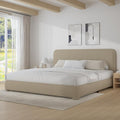 BarnFurin Boucle Upholstered Bed Frame King Size/Cloud Bed Frame/Soft Rounded Corners Headboard/Low Profile/No Box Spring Needed/Non-Slip and Noise-Free/Beige