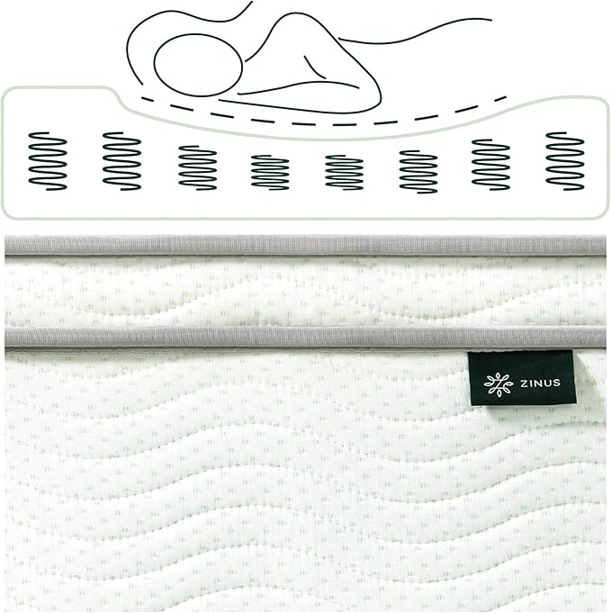 ZINUS 12 Inch Foam and Spring Mattress, King, CertiPUR-US Certified Foams, Mattress in A Box, White