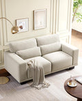 Amada 65" Loveseat Sofa, 2 Seater Couch Sofa for Living Room, Modern Sofa with Wide Armrests & Deep Seats, Comfy Couch with Removable Washable Covers & Linen Fabric, Easy Assembly (White, 2 Seater)
