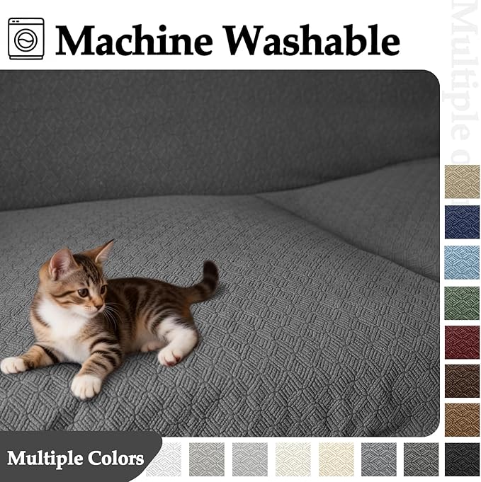 Waterproof Reclining Sectional Couch Covers Washable L Shaped Couch Cover for Sectionals Recliner Sofa Covers Stretch Corner Recliner Slipcovers(5 Seater 1 Console Cover, Dark Gray)