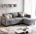 Sectional Sofas Couches for Living Room 78" L-Shaped Couch - Modern Linen Grey Sofa with Storage Ottoman for Apartments, Studios & Home Offices, Small Space