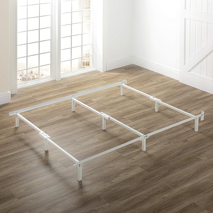 Zinus Compack Metal Bed Frame, 7 Inch Support Bed Frame for Box Spring and Mattress Set, White, King