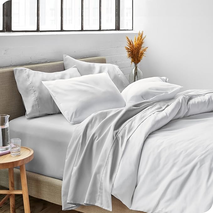 Bare Home Full Sheet Set - 1800 Ultra-Soft Microfiber Full Bed Sheets - Double Brushed - Deep Pockets - Easy Fit - 4 Piece Set - Bedding Sheets & Pillowcases (Full, Cloud Grey)