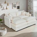 Setawix Deep Loveseat Couch with Ottomans,Large 2 Seater Lounger Cloud Couches for Living Room,77.16" Chenille Cloud Sofas with Deep Seat,Modular Sectional Sleeper Sofa for Bedroom (Beige, 2+2)