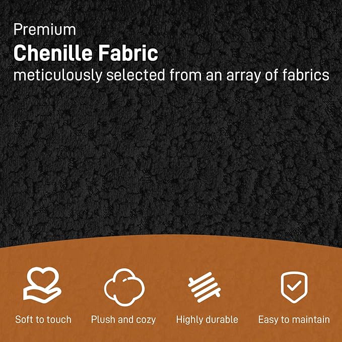 107" Curved Sofa for Living Room, Modern Chenille Cloud Couch Sofa, Luxury Plush Extra Deep 4-Seater Oversized Boucle Couch for Small Spaces, Apartment‌, No Assembly Required, Black