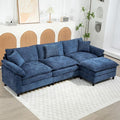 Oversized Modular Sectional Sofa, 111.8 Inch L Shaped Cloud Couch Set, 3-Seat Comfy Convertible Sofa with 1 Movable Ottoman, DIY Combination Sleeper Couch for Living Room(Chenille, Blue)