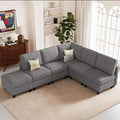 Belffin 107.1" 6 Seats L Shaped Couch Modular Sectional Sofa Seat Couch with Storage Comfy Washable Sectional Couches for Living Room Sofas with Chaise,Grey
