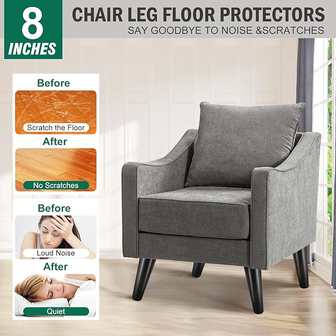 FoDau770 Black Rubber Wood Furniture Legs 8 Inches, Slant Tapered Wood Feet Mid Century Sofa Legs Set of 4, 5/16" UNC Furniture Feet Replacement Parts for Cabinet Couch Dresser Chair Ottoman Table