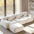 122" L Shaped Convertible Modular Couch, Cloud Couch Sectional with Ottoman, 4-Seater Chenille Boneless Couches for Living Room, Apartment, No Assembly, Beige 1PCS | With Ottoman, 4-Seater, Chenille Boneless, No Assembly, 1PCS