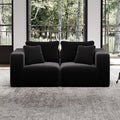 Avenco 71” 2-Seater Modular Loveseat, Individually Wrapped Coil Support & Corduroy Fabric, Zero Assembly 2-Piece Set for Small Space, Black