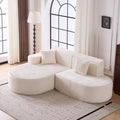 Modern Curved Boneless Sofa Couch, L-Shaped Corner Sofa, Corduroy Upholstered Cloud Sectional Couch for Living Room, Bedroom and Apartment,No Assembly Needed(Beige, Left Hand Facing)