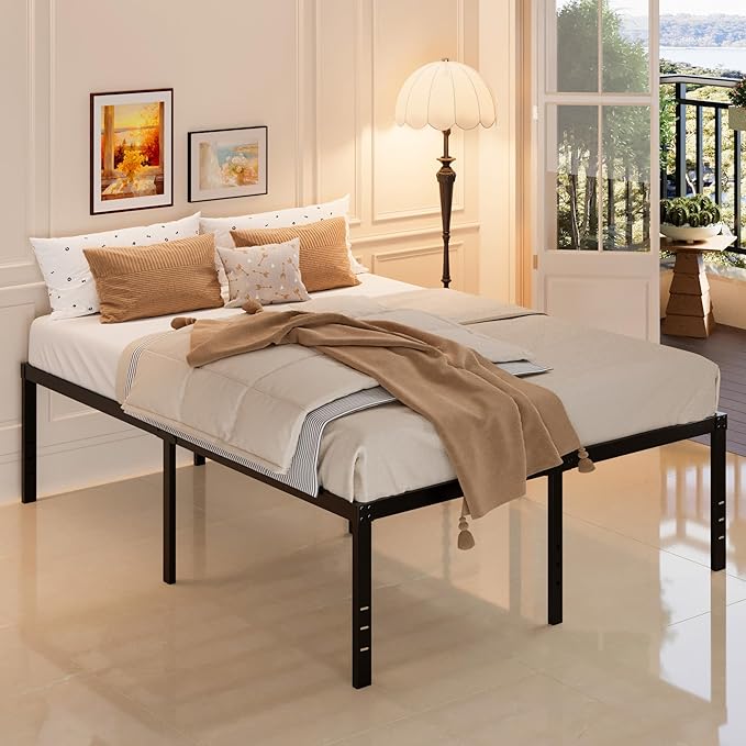 Maenizi Full Size Bed Frame No Box Spring Needed, 20 Inch Heavy Duty Metal Platform Bed Frame Full Support Up to 3000 lbs, Easy Assembly, Noise Free, Black