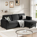 Meilocar Sectional Sofa Couch for Living Room, 79" Sectional Couches with Ottoman, L Shaped Couch with Armrests Side Storage Pockage, 3-Seat Sofa Couches for Apartment, Black
