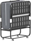 AQY Folding Bed with Mattress for Adults,75" x 38" Portable Rollaway Bed Guest on Wheels with Memory Mattress and Heavy Duty Sturdy Metal Frame,Foldable Bed for Adults and Guest, Twin Size,Cot Size
