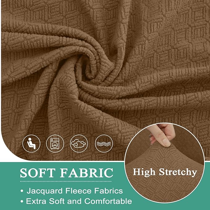 Couch Covers for Sectional Sofa Reclining L Shape Waterproof Washable Sectional Couch Covers Super Stretch Recliner Sofa Slipcover(Additional Seat Cover, Brown)