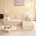 107" Boneless Couch with Deep Seat, Set of Modular Sectional Sofa, Cloud Sectional Couch for Living Room, No Assembly Required, Corduroy, L-Shape Right, White