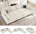 Sectional Sleeper Sofa, 8 Seaters Modular Sleeper Sofa Couch, Comfy Sectionals Couches Bed, Convertible Sofas with Ottomans, Modular Sectional Couches for Living Room, Beige