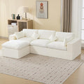 115''Cloud Boneless Sectional Couch, Modular Sectional Sofa Deep Seat with Ottoman, Oversized Upholstered Convertible Comfy 4 Seater Chenille Sofa L Shape Couches for Living Room, Beige