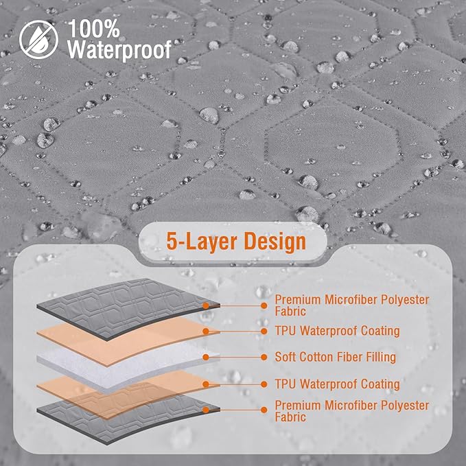 VANSOFY Sectional Couch Covers 100% Waterproof L Shaped Sofa Slipcover 3pcs Reversible Chaise Lounge Cover for Sectional Sofa Furniture Protector Cover for Pets Cat Dog(Large, Light Gray)