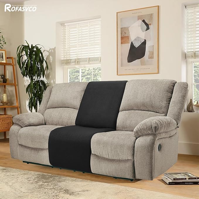 Waterproof Reclining Sectional Couch Covers Washable L Shaped Couch Cover for Sectionals Recliner Sofa Covers Stretch Corner Recliner Slipcovers for Dogs (Additional Seat Cover, Black)