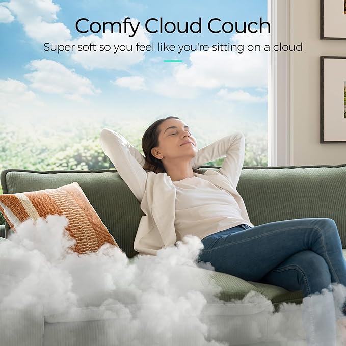 LINSY HOME Modular Sectional Sofa - 157 Inch Oversized Corduroy Cloud Couch with Movable Ottoman Soft Modern Comfy Sofa Set for Living Room Apartment Office, Green