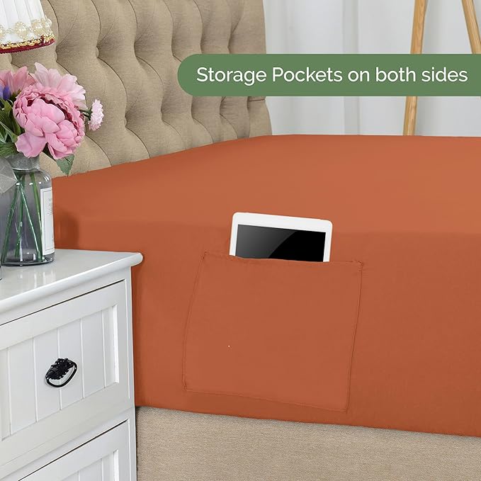 Elegant Comfort 1500 Premium Hotel Quality 18-21 Inches Deep - Extra Deep Pocket Single Fitted Sheet for High Mattress, Luxury and Softest, Smart Pocket - Wrinkle Free, California King, Coral