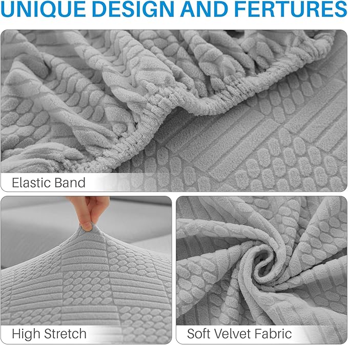 Deep Dream Backrest Cushion Covers, Sectional Couch Back Cushion Covers for Sectional Sofa, Stretch Backrest Covers for Both Left/Right Couch (1 Piece Back Covers, Light Grey)