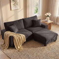 DOPEDIO L-Shaped Sectional Sofa with Storage Ottoman, Modern Chenille Recliner Loveseat, Removable Couch Covers, Pocket Spring Cushions, Solid Wood Frame, Easy to Install (88.58inch, Dark Grey)