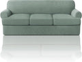 PrinceDeco T Cushion Sofa Slipcover 4 Pieces Sofa Covers for T Cushion Couch Soft Sofa Slip Covers Furniture Protector with 3 Individual T Shape Seat Covers Width Up to 88" Machine Washable, Sage