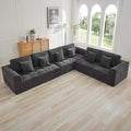 140''Modular Sectional Couches for Living Room, Cloud Boneless Compressed Sectional Sofa, Oversized L Shaped 6 Seater Upholstered Memory Foam Sofa, No Assembly, Chenille Grey