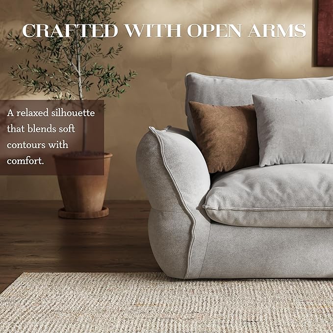 106'' Down Blend L-Shaped Sectional Sofa, Deep Seat Feather-Filled Cushions, Oversized Cloud Couch with Sink-in Comfort, Modern Living Room Sofa – Pebble Gray