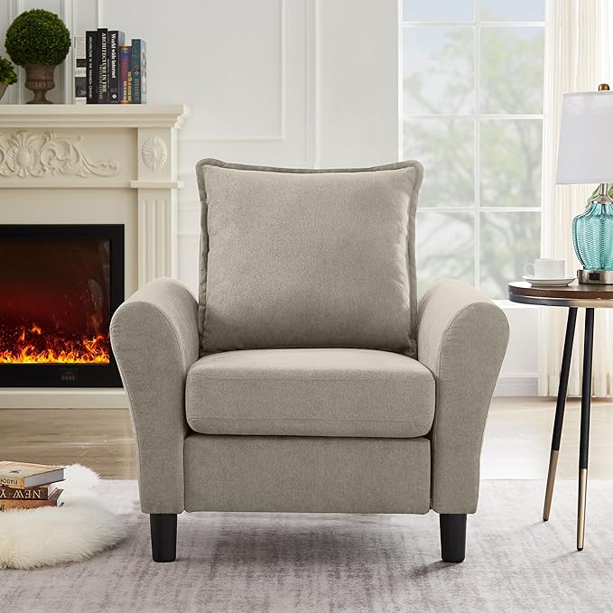 Accent Chair for Living Room, 35" Reading Chairs for Bedroom Arm Chair Modern Single Sofa Comfy Chair for Apartment, Waiting Room and Office (Beige, Chair)