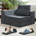 Folding Sofa Bed, 4 in 1 Convertible Sleeper Chair with Pillow, Standard Memory Foam Fold Out Chair Bed, Modern Floor Futon Sofa Couch Mattress for Living Room/Guest/Apartment, Black Grey | Compression sofa bed, L shaped armrest, Sturdy backrest, Large...