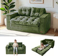 MAXYOYO Convertible Sofa Bed, Pull Out Loveseat Sleeper Sofa, 2 in 1 Folding Couch Bed, Fold Out Floor Couch with Pillows for Living Room Bedroom Lounge, Dark Green