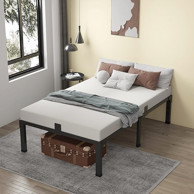 MAF 12 Inch Twin Bed Frames with Mattress Slide Stopper Black Heavy Duty Metal Platform Bed Frame Steel Slat Support, No Box Spring Needed, Noise Free, Easy Assembly