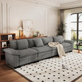 PHI VILLA Cloud Modular Couches Sets, 157.5" Sectional Sofa with Upholstered Deep Seat, 4-Seater Long Couches for Living Room Apartment, Corduroy Fabric, Grey