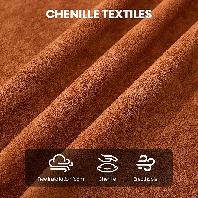 Boneless L Shaped Sofa Couch, Oversized Sectional Curved Cloud Sofa with Chaise Lounge, Chenille 4 Seats Deep Seat Couches for Living Room, No Assembly, Orange