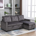 HABITRIO Sectional Sofa with Pull-Out Sleeper Bed, 76.8" Velvet Upholstered 2-Seat Solid Wood Frame Couch & Reversible Storage Chaise Lounge, Modern L-Shaped Corner Sofa for Living Room, Office