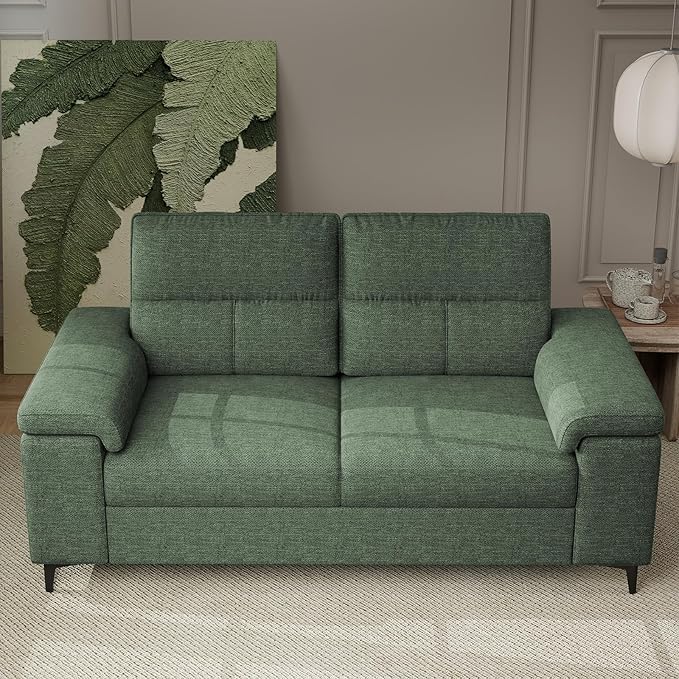 71.25" Modern Sofa Couch for Living Room, Deep Seat Sofas with 8”Cushion, Comfy 2-Seater Chenille Loveseat with Convertible Armrest, Removable Sofa Cover, High Leg(Green)
