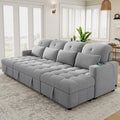 Harper & Bright Designs 110.2" Oversized U-Shaped Sofa Versatile Sectional Sofa Pull-Out Sofa Bed with Double Storage Chaise Lounges and Two USB Ports for Living Room,Gray