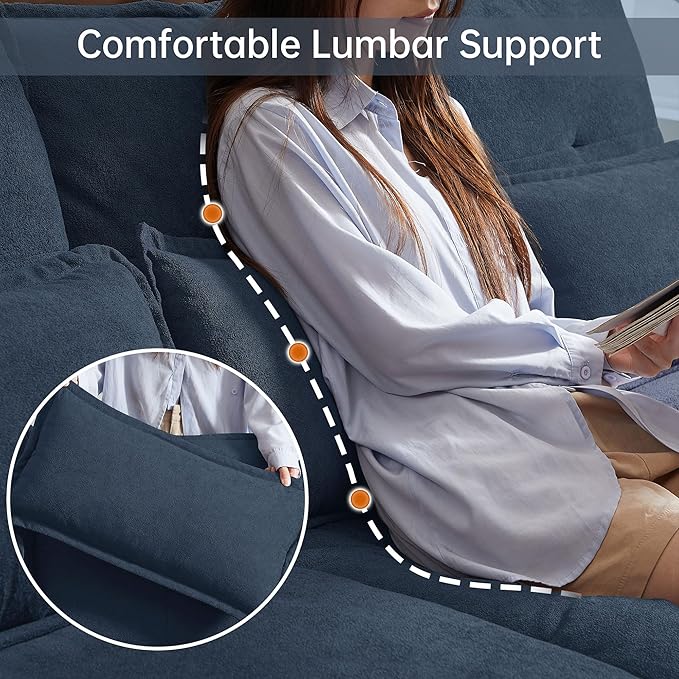 110" Sectional Couches for Living Room, 4 Seat U Shaped Couch with Double Chaise, Modular Cloud Sofa, Removable Cover, Modern Comfy Sofa for Home Furniture, Office and Basement
