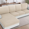 H.VERSAILTEX Sectional Couch Covers 1 Piece Chaise Slipcover L Shape Separate Cushion Couch Cover for Both Left/Right Sectional Couch (Seat Only: 1 Chaises, Natural)