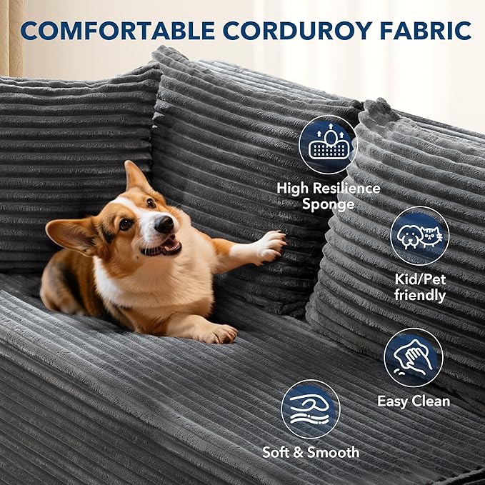 Garvee Modular Sectional Sofa Cloud Sectional Couch, 106" Comfy L Shaped Couches for Living Room,Oversized Sofa Sleeper with Deep Seat, No Assembly Required